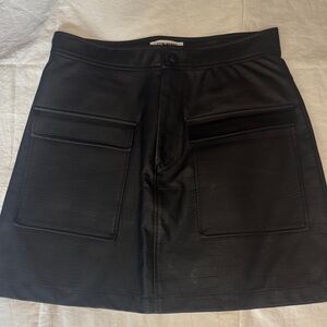 Steve Madden Black Faux Leather Mini Skirt with Pockets